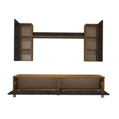 Decoraktiv Eko 5D Mdf Std Krom Ayaklı Tv Ünitesi Tv Sehpası Pera - Siyah Mermer