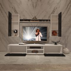 Decoraktiv Eko 7 Mdf Dvd Tv Ünitesi Tv Sehpası Beyaz - Siyah