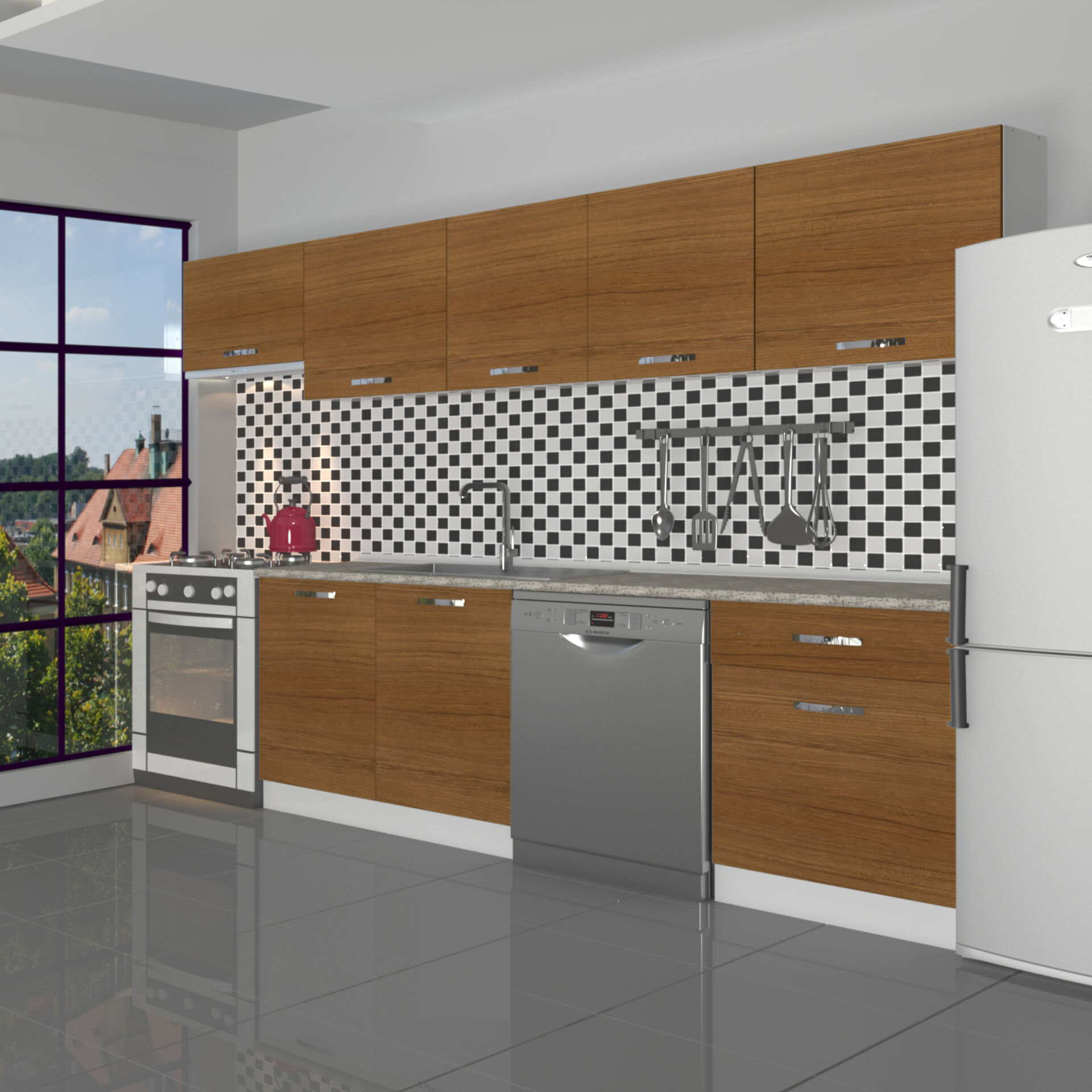 Decoraktiv Elite 280 MDF Hazır Mutfak Dolabı Ceviz