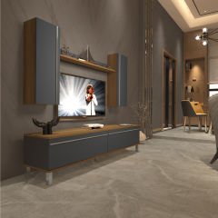 Decoraktiv Eko 5D Mdf Std Krom Ayaklı Tv Ünitesi Tv Sehpası Pera - Antrasit