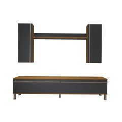 Decoraktiv Eko 5D Mdf Std Krom Ayaklı Tv Ünitesi Tv Sehpası Pera - Antrasit