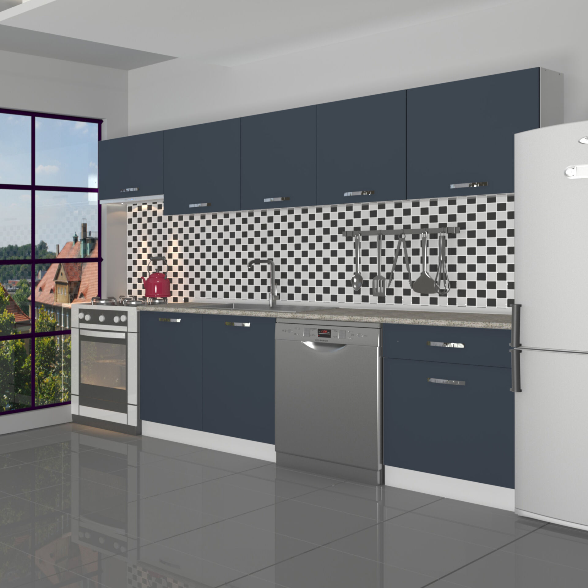 Decoraktiv Elite 280 MDF Hazır Mutfak Dolabı Antrasit