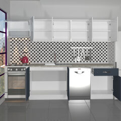 Decoraktiv Elite 280 MDF Hazır Mutfak Dolabı Antrasit - Beyaz
