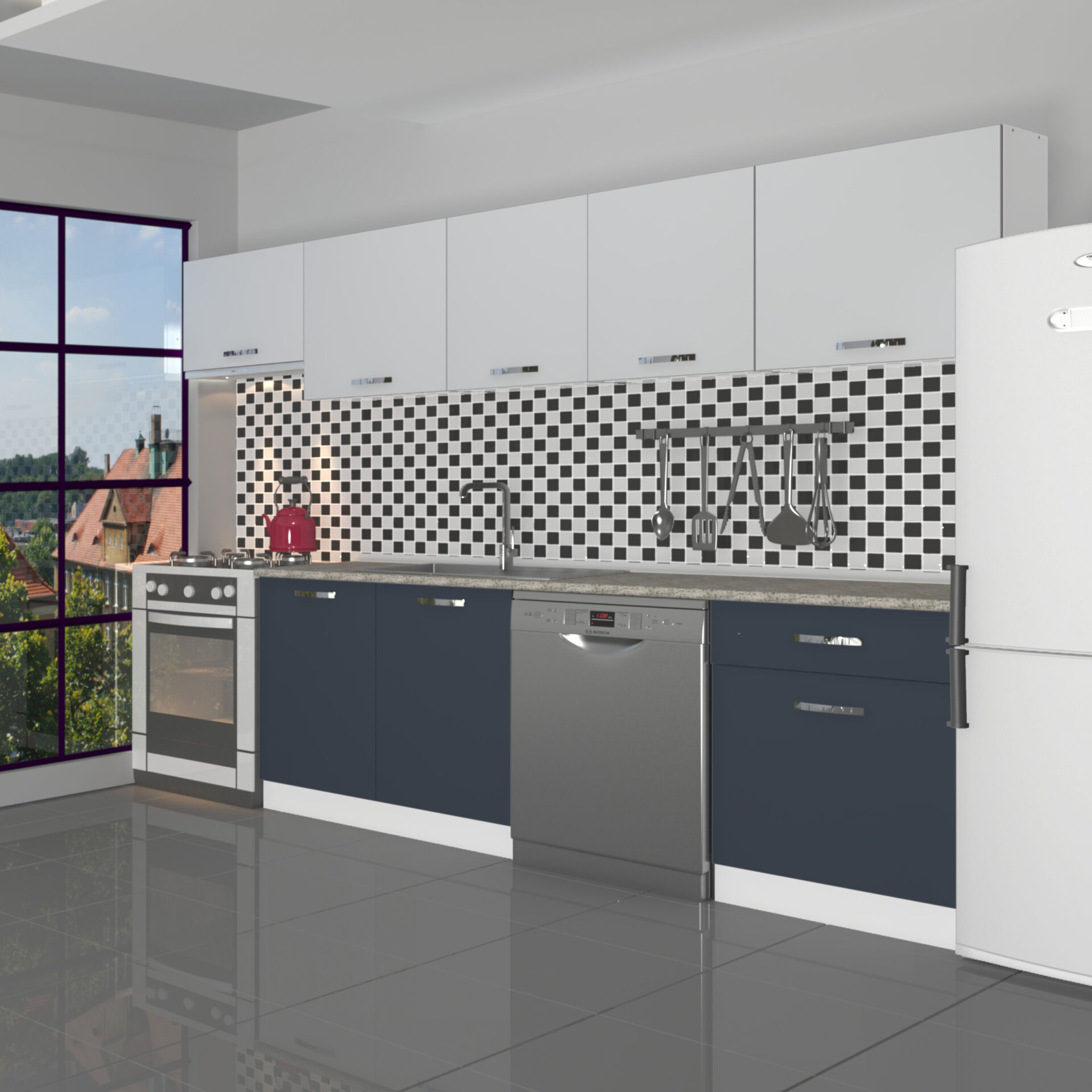 Decoraktiv Elite 280 MDF Hazır Mutfak Dolabı Antrasit - Buz Gri