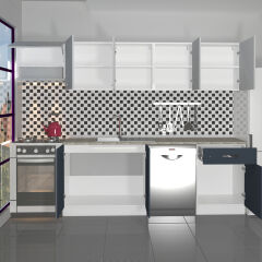 Decoraktiv Elite 280 MDF Hazır Mutfak Dolabı Antrasit - Buz Gri