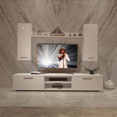 Decoraktiv Eko 7 Mdf Dvd Tv Ünitesi Tv Sehpası Parlak Beyaz