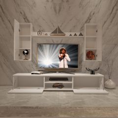Decoraktiv Eko 7 Mdf Dvd Tv Ünitesi Tv Sehpası Parlak Beyaz