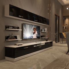 Decoraktiv Trendstyle 8Y Slm Tv Ünitesi Tv Sehpası Beyaz - Siyah