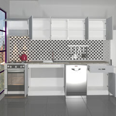 Decoraktiv Elite 280 MDF Hazır Mutfak Dolabı Buz Gri