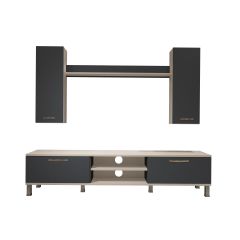 Decoraktiv Eko 7 Mdf Dvd Krom Ayaklı Tv Ünitesi Tv Sehpası Beyaz - Antrasit
