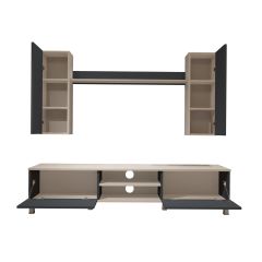 Decoraktiv Eko 7 Mdf Dvd Krom Ayaklı Tv Ünitesi Tv Sehpası Beyaz - Antrasit