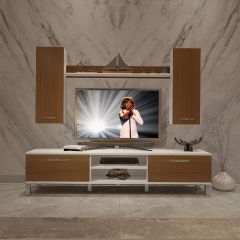 Decoraktiv Eko 7 Mdf Dvd Krom Ayaklı Tv Ünitesi Tv Sehpası Beyaz - Ceviz