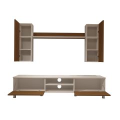 Decoraktiv Eko 7 Mdf Dvd Krom Ayaklı Tv Ünitesi Tv Sehpası Beyaz - Ceviz