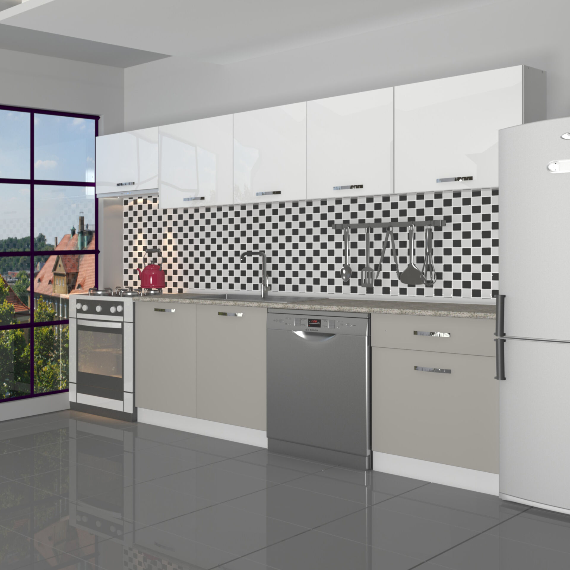 Decoraktiv Elite 280 MDF Hazır Mutfak Dolabı Kumtaşı - Beyaz