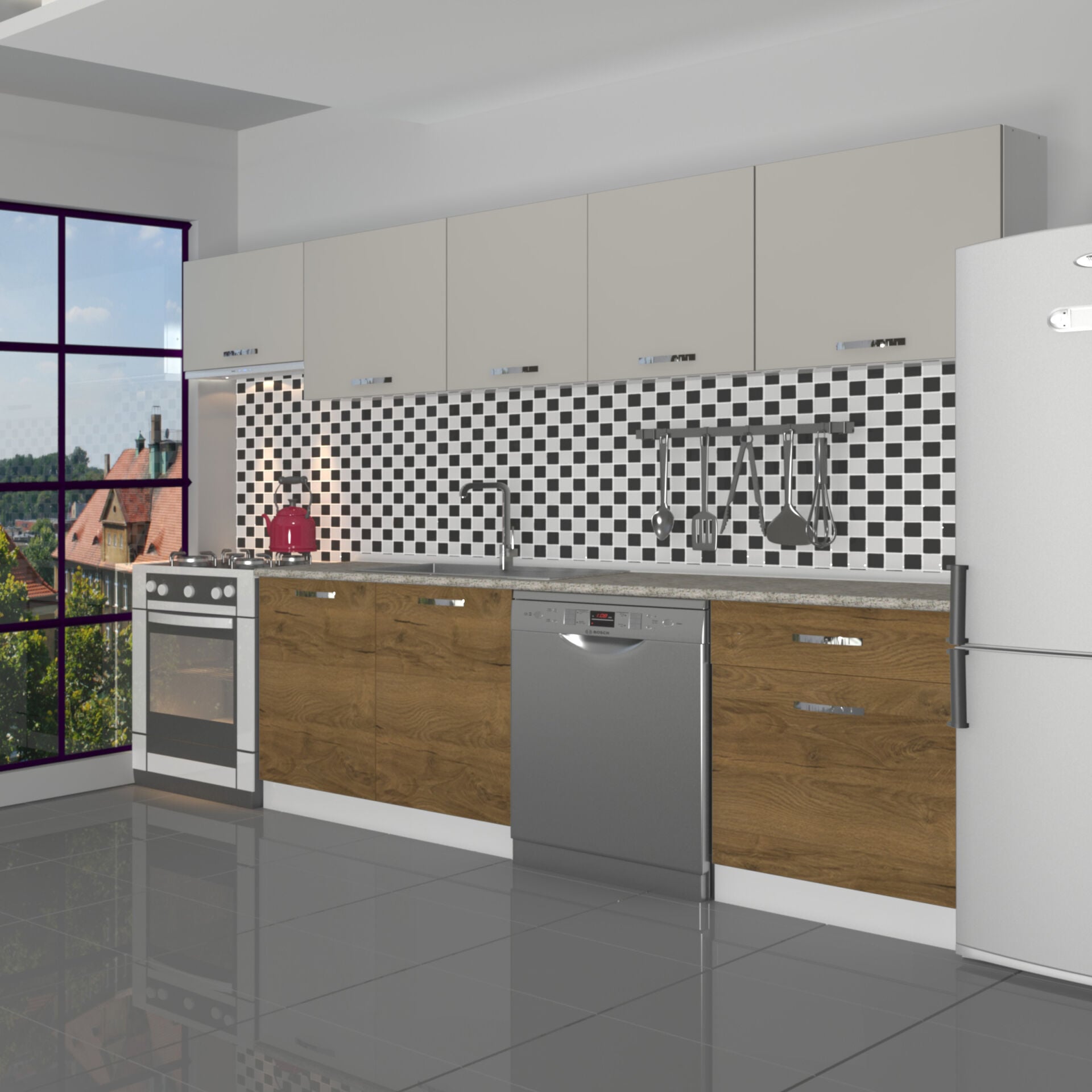 Decoraktiv Elite 280 MDF Hazır Mutfak Dolabı Pera - Kumtaşı