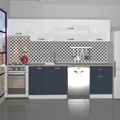 Decoraktiv Elite 280Y MDF Hazır Mutfak Dolabı Antrasit - Beyaz