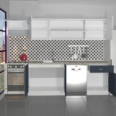 Decoraktiv Elite 280Y MDF Hazır Mutfak Dolabı Antrasit - Beyaz