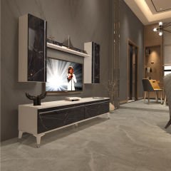 Decoraktiv Eko 7 Mdf Std Silver Tv Ünitesi Tv Sehpası Beyaz - Siyah Mermer