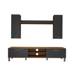 Decoraktiv Eko 7 Mdf Dvd Krom Ayaklı Tv Ünitesi Tv Sehpası Ceviz - Antrasit