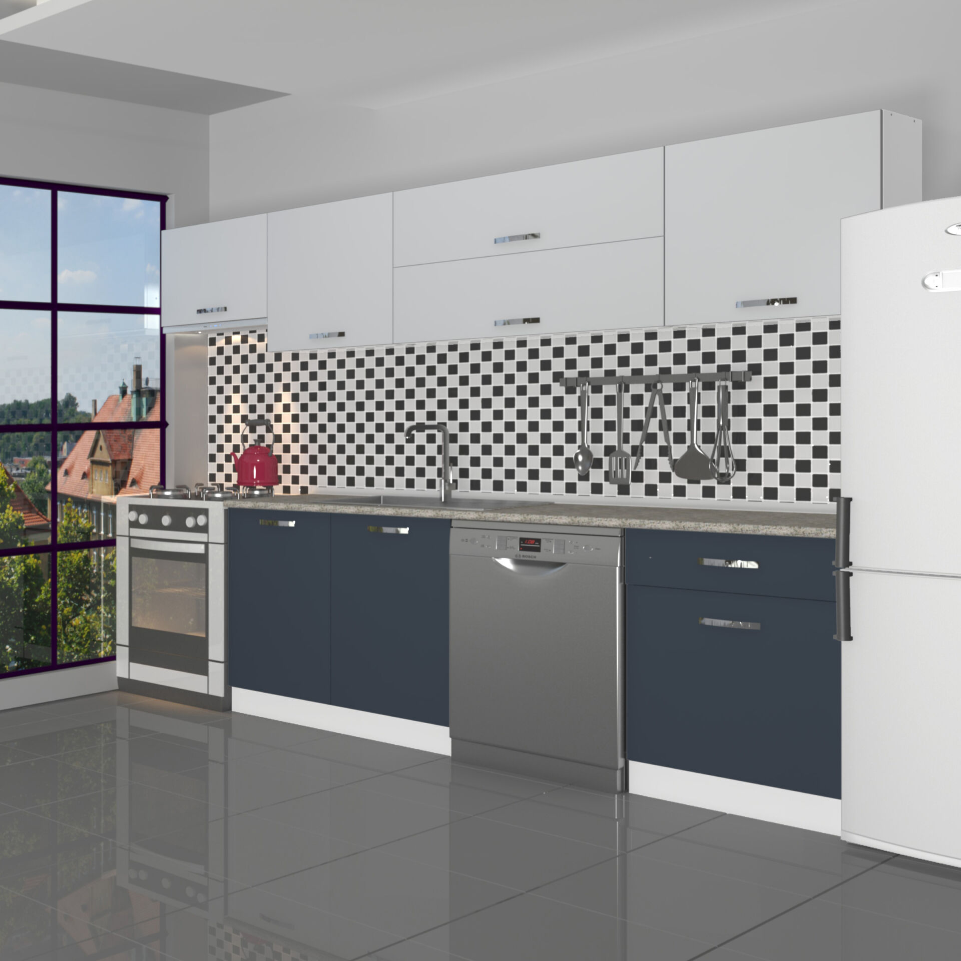 Decoraktiv Elite 280Y MDF Hazır Mutfak Dolabı Antrasit - Buz Gri