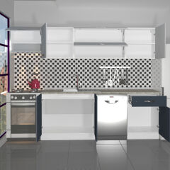 Decoraktiv Elite 280Y MDF Hazır Mutfak Dolabı Antrasit - Buz Gri