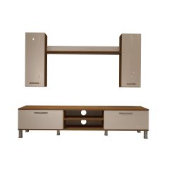 Decoraktiv Eko 7 Mdf Dvd Krom Ayaklı Tv Ünitesi Tv Sehpası Ceviz - Beyaz