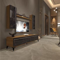 Decoraktiv Eko 7 Mdf Std Silver Tv Ünitesi Tv Sehpası Pera - Siyah Mermer
