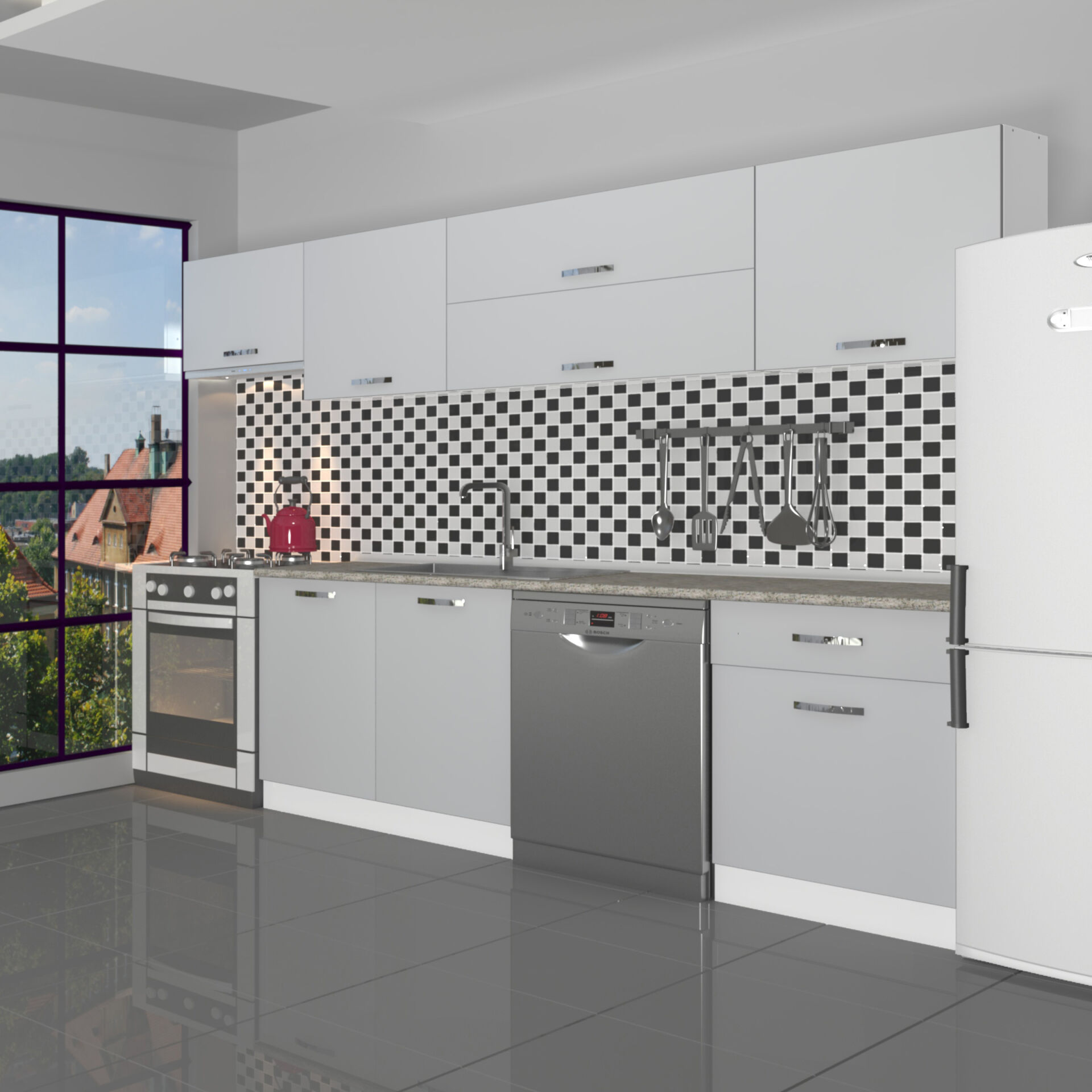 Decoraktiv Elite 280Y MDF Hazır Mutfak Dolabı Buz Gri