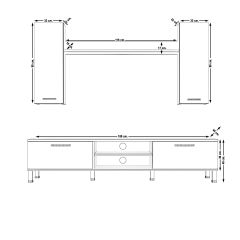 Decoraktiv Eko 7 Mdf Dvd Krom Ayaklı Tv Ünitesi Tv Sehpası Parlak Beyaz