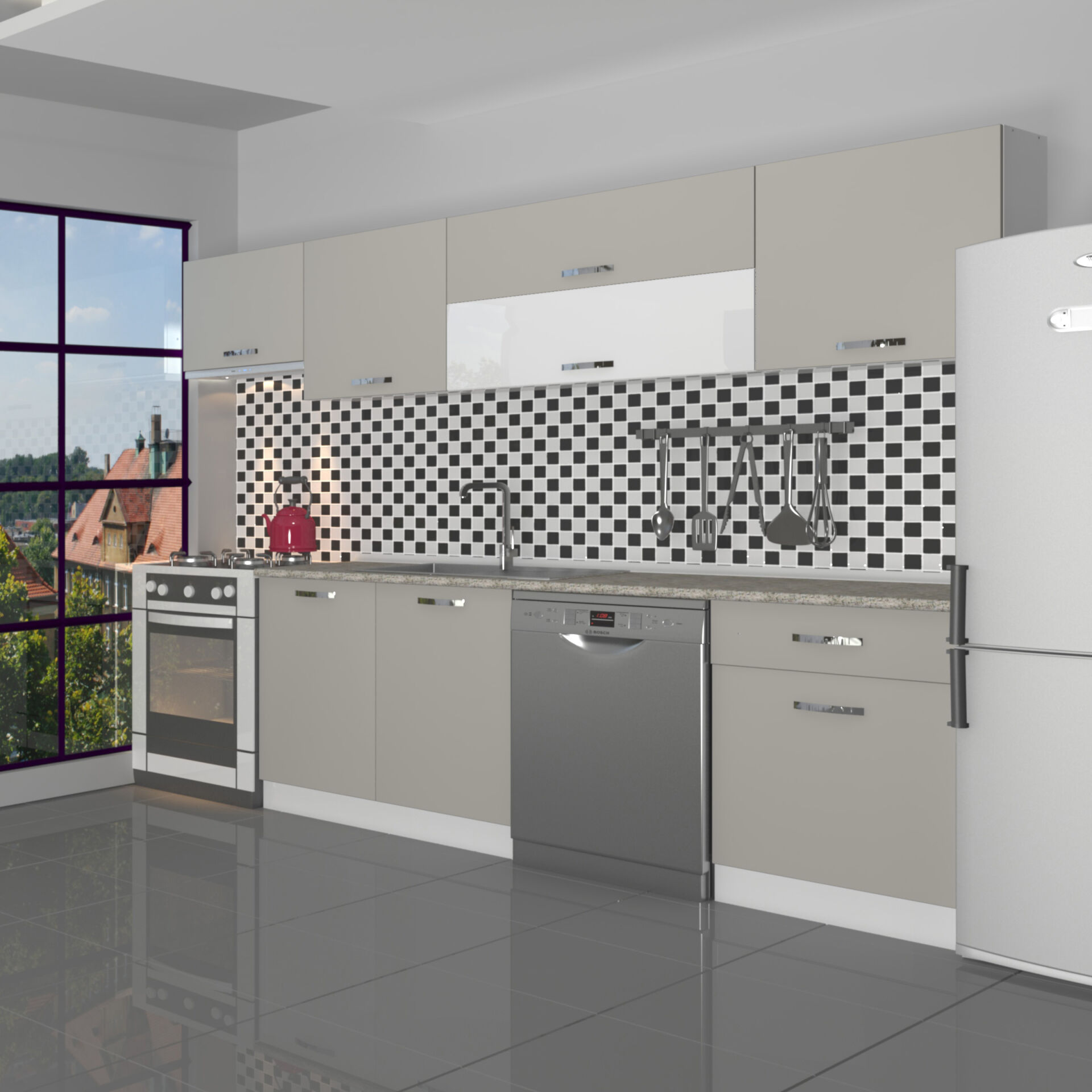 Decoraktiv Elite 280Y MDF Hazır Mutfak Dolabı Kumtaşı