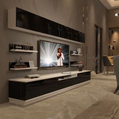 Decoraktiv Trendstyle 8YS Slm Tv Ünitesi Tv Sehpası Beyaz - Siyah