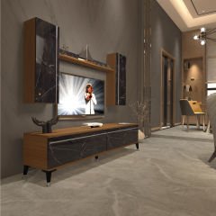 Decoraktiv Eko 7 Mdf Std Silver Tv Ünitesi Tv Sehpası Ceviz - Siyah Mermer