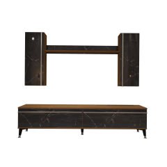 Decoraktiv Eko 7 Mdf Std Silver Tv Ünitesi Tv Sehpası Ceviz - Siyah Mermer