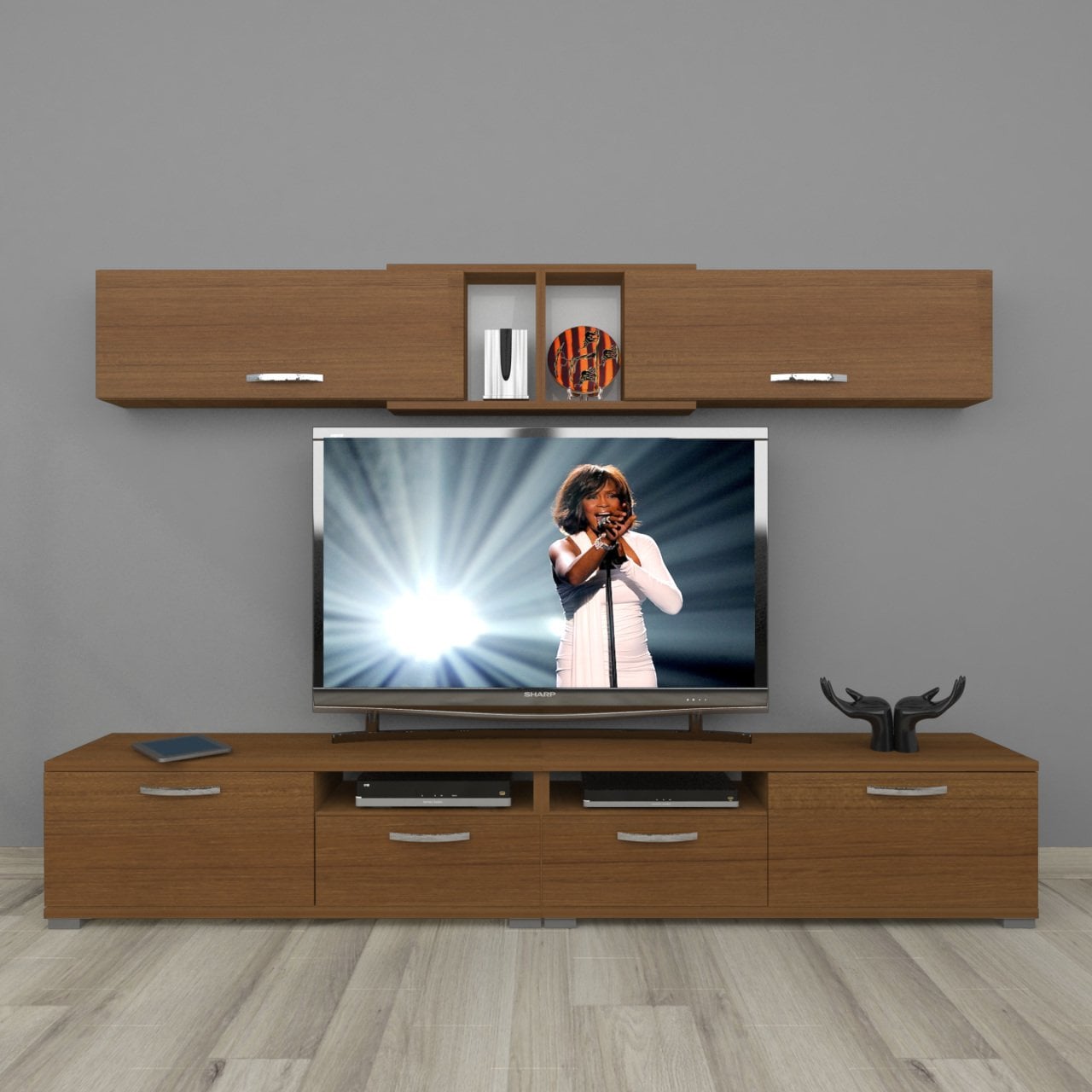 Decoraktiv Eko 5220 Slm Krom Ayaklı Tv Ünitesi Tv Sehpası Ceviz