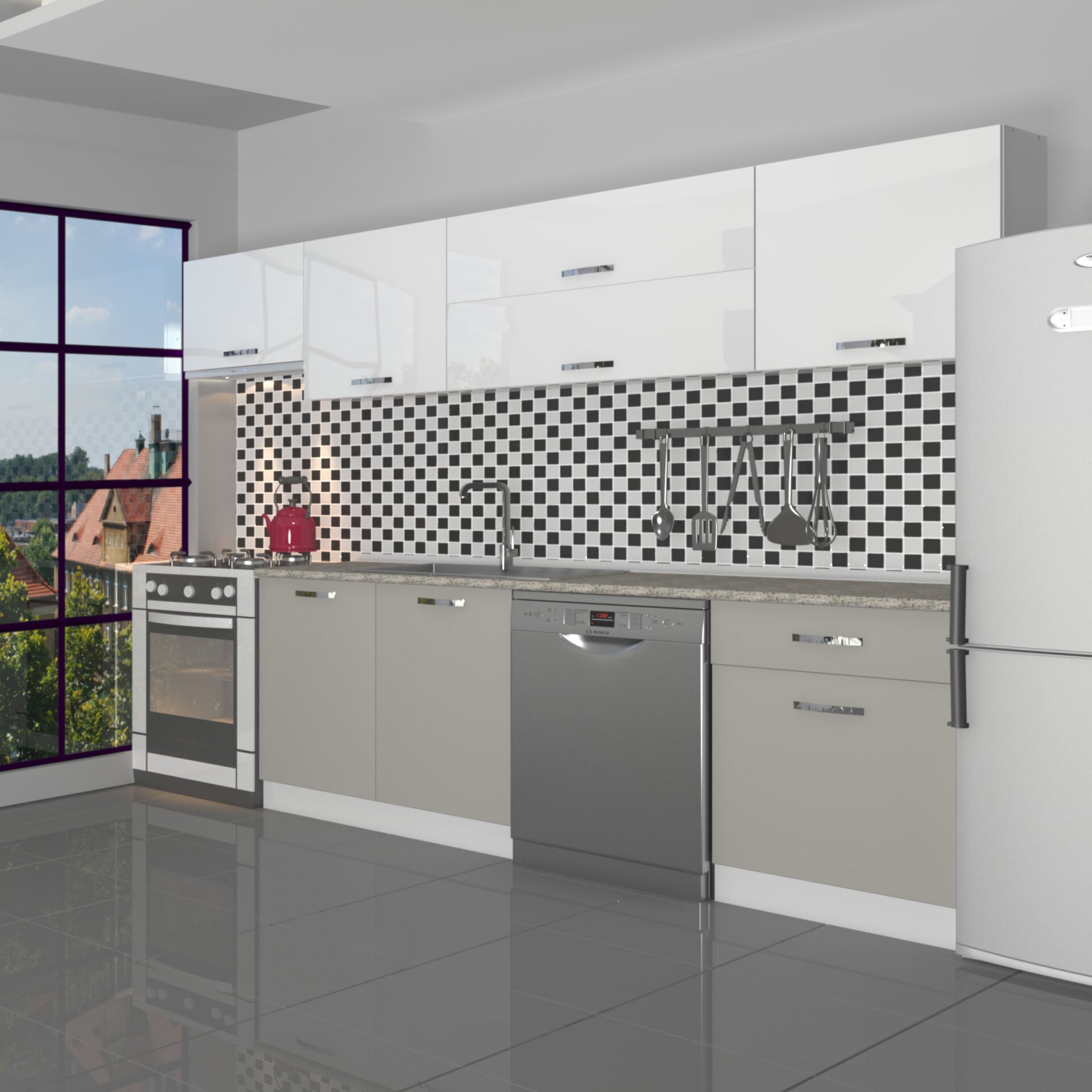 Decoraktiv Elite 280Y MDF Hazır Mutfak Dolabı Kumtaşı - Beyaz