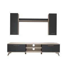 Decoraktiv Eko 7 Mdf Dvd Retro Tv Ünitesi Tv Sehpası Beyaz - Antrasit