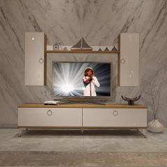 Decoraktiv Eko 7 Mdf Std Gold Tv Ünitesi Tv Sehpası Pera - Beyaz