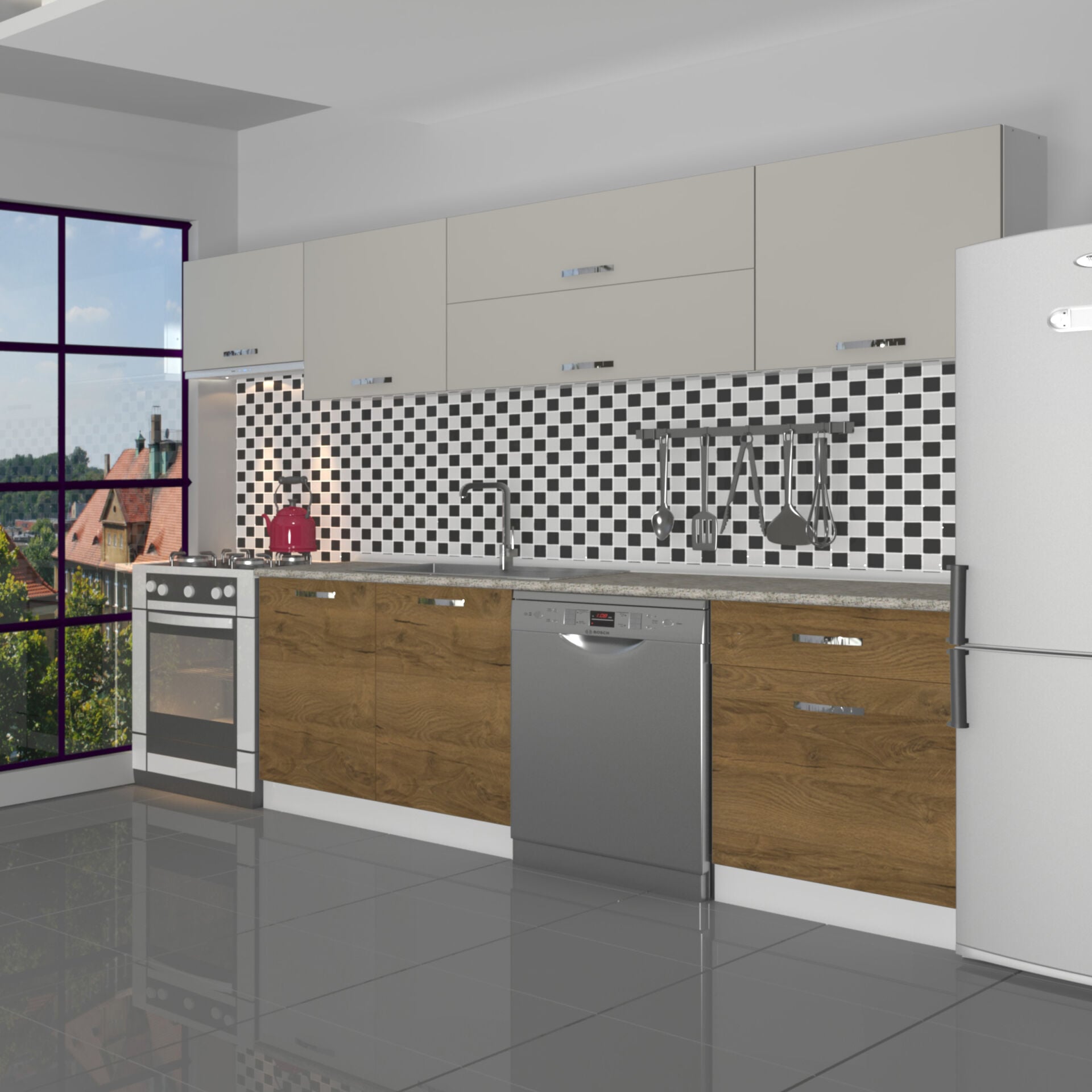 Decoraktiv Elite 280Y MDF Hazır Mutfak Dolabı Pera - Kumtaşı