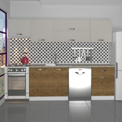 Decoraktiv Elite 280Y MDF Hazır Mutfak Dolabı Pera - Kumtaşı