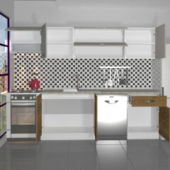 Decoraktiv Elite 280Y MDF Hazır Mutfak Dolabı Pera - Kumtaşı