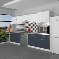 Decoraktiv Elite 280Y Ankastre Boy Dolaplı MDF Hazır Mutfak Dolabı Antrasit - Beyaz