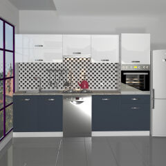 Decoraktiv Elite 280Y Ankastre Boy Dolaplı MDF Hazır Mutfak Dolabı Antrasit - Beyaz