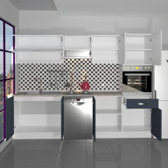 Decoraktiv Elite 280Y Ankastre Boy Dolaplı MDF Hazır Mutfak Dolabı Antrasit - Beyaz