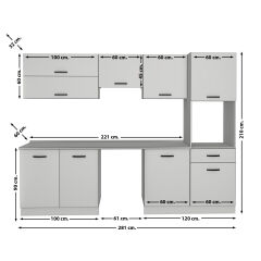 Decoraktiv Elite 280Y Ankastre Boy Dolaplı MDF Hazır Mutfak Dolabı Antrasit - Beyaz