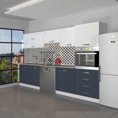 Decoraktiv Elite 280YQ Ankastre Boy Dolaplı MDF Hazır Mutfak Dolabı Antrasit - Beyaz