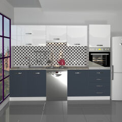 Decoraktiv Elite 280YQ Ankastre Boy Dolaplı MDF Hazır Mutfak Dolabı Antrasit - Beyaz