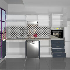 Decoraktiv Elite 280YQ Ankastre Boy Dolaplı MDF Hazır Mutfak Dolabı Antrasit - Beyaz