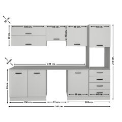 Decoraktiv Elite 280YQ Ankastre Boy Dolaplı MDF Hazır Mutfak Dolabı Antrasit - Beyaz
