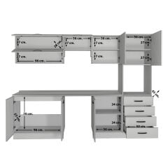 Decoraktiv Elite 280YQ Ankastre Boy Dolaplı MDF Hazır Mutfak Dolabı Antrasit - Beyaz
