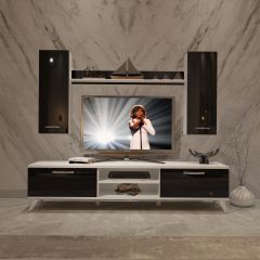 Decoraktiv Eko 7 Mdf Dvd Retro Tv Ünitesi Tv Sehpası Beyaz - Siyah